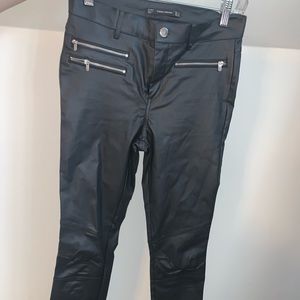 Black Zara leather pants with zippers